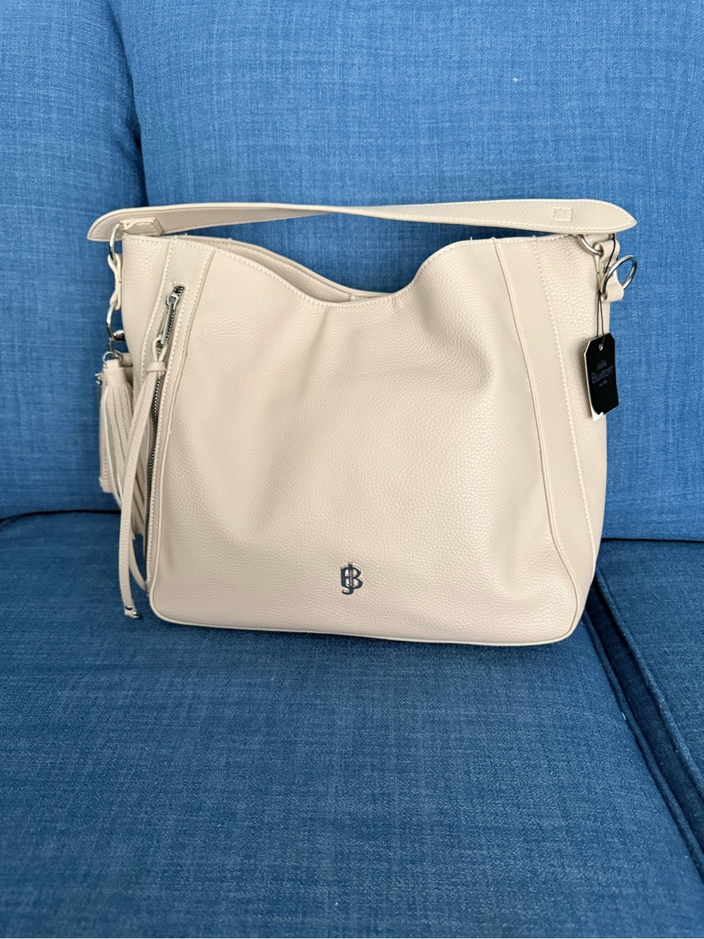Julia Buxton Vegan Leather Hobo Bag Taupe With Coin Purse
